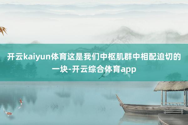 开云kaiyun体育这是我们中枢肌群中相配迫切的一块-开云综