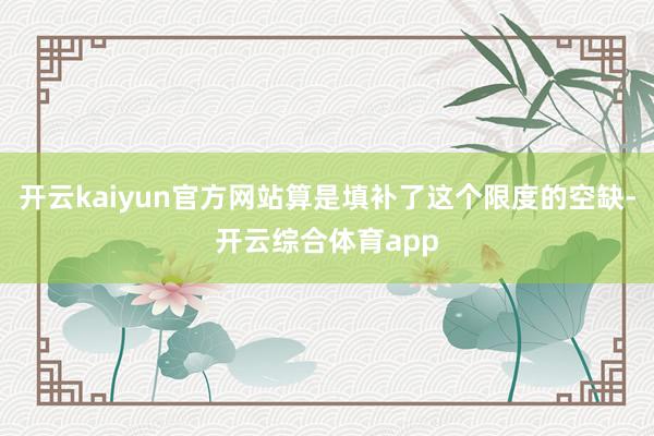 开云kaiyun官方网站算是填补了这个限度的空缺-开云综合体育app