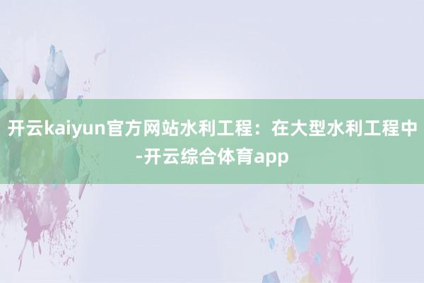 开云kaiyun官方网站水利工程：在大型水利工程中-开云综合体育app