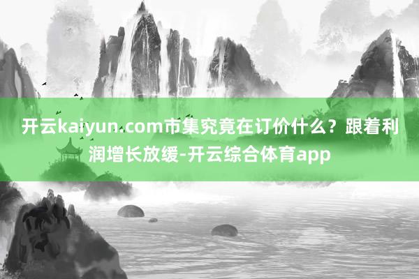 开云kaiyun.com市集究竟在订价什么？跟着利润增长放缓