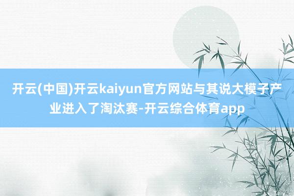 开云(中国)开云kaiyun官方网站与其说大模子产业进入了淘
