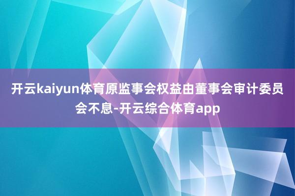 开云kaiyun体育原监事会权益由董事会审计委员会不息-开云综合体育app