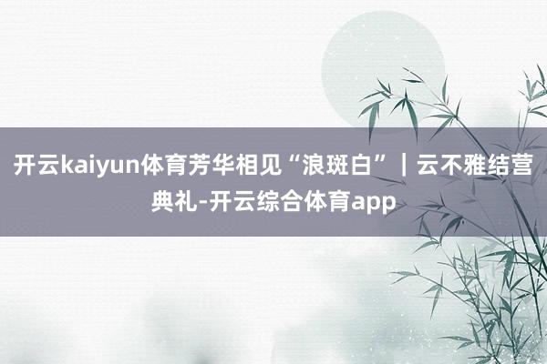 开云kaiyun体育芳华相见“浪斑白”｜云不雅结营典礼-开云