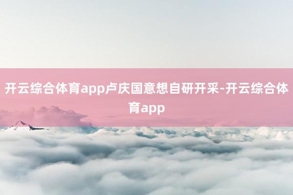 开云综合体育app　　卢庆国意想自研开采-开云综合体育app