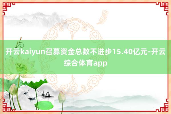 开云kaiyun召募资金总数不进步15.40亿元-开云综合体